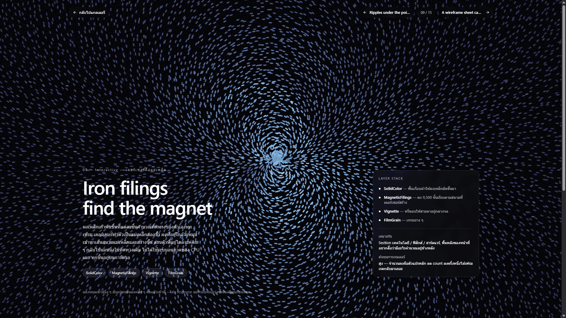 Iron filings find the magnet
